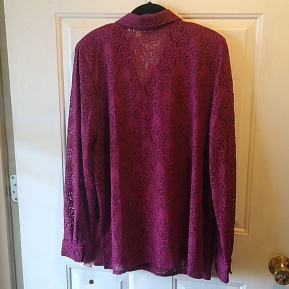 NWT Draper Plum Lace Women's 18 Button Down Light Jacket Special Event - Picture 4 of 7
